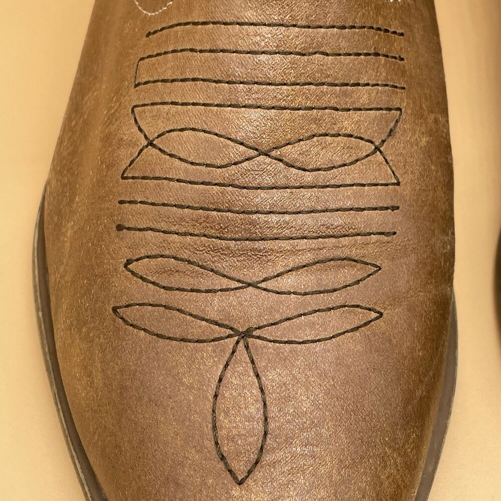 Coconuts by Matisse Gaucho Cowboy Boots Women's 8M Tan Black Stitching Comfort - Picture 7 of 16